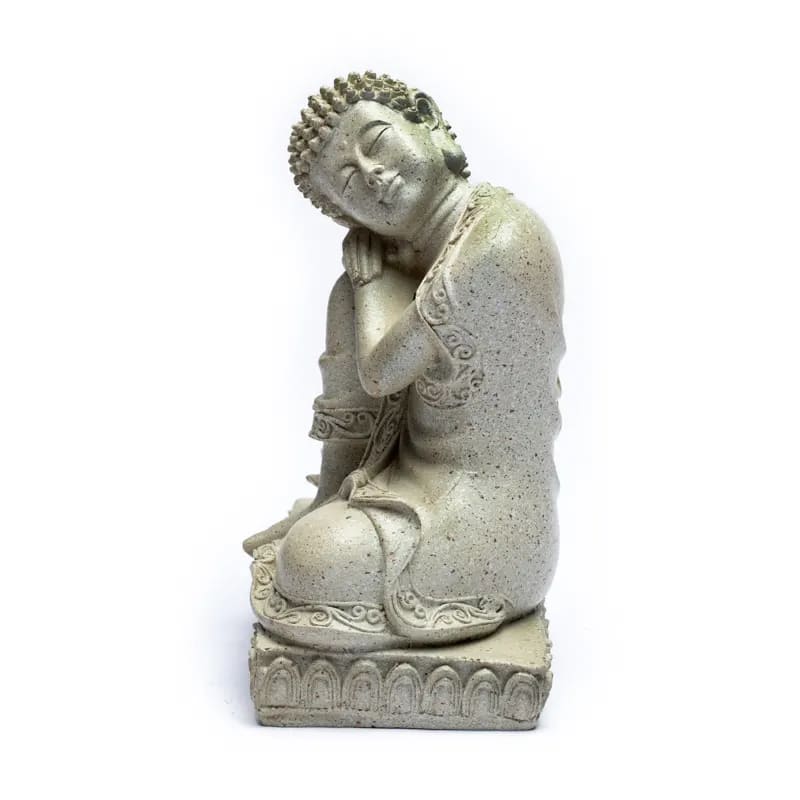 Buddha/candle holder, 17.5 cm tall - 395 grams. Suitable for tea lights. Made of polyresin!