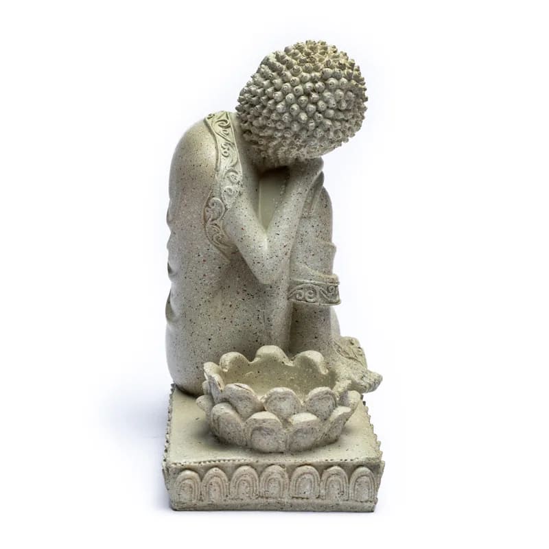 Buddha/candle holder, 17.5 cm tall - 395 grams. Suitable for tea lights. Made of polyresin!