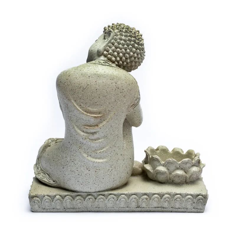 Buddha/candle holder, 17.5 cm tall - 395 grams. Suitable for tea lights. Made of polyresin!