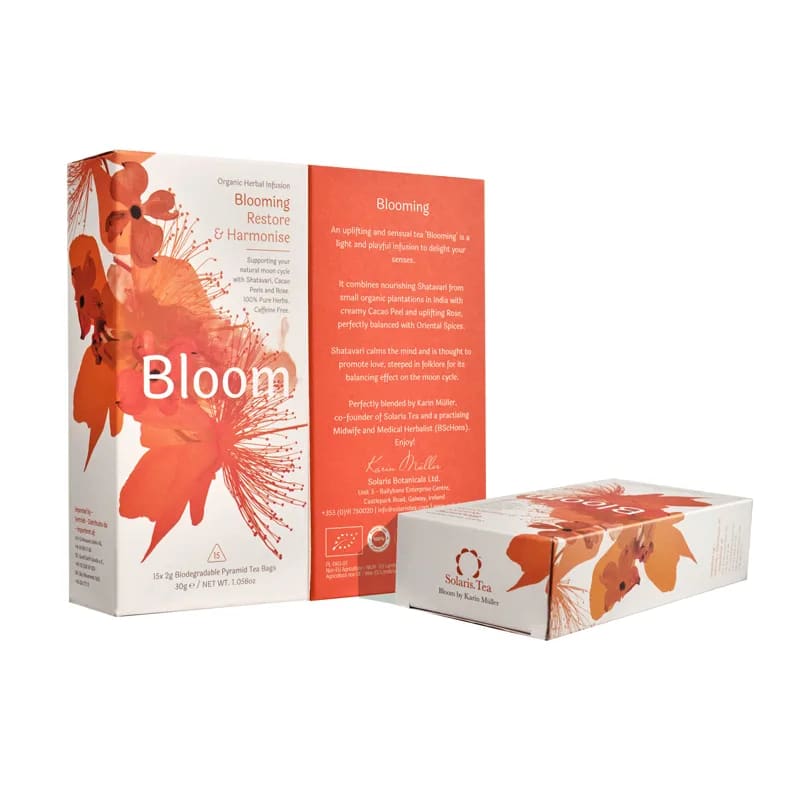 Infusion 'Bio' de chez 'Solaris', préparer à la main en Irlande, 4 parfums au choix, 15 sachets de 2 gr., boîte de 30 gr. Mélangé en utilisant la sagesse des traditions de phytothérapie occidentale, celtique et ayurvédique !