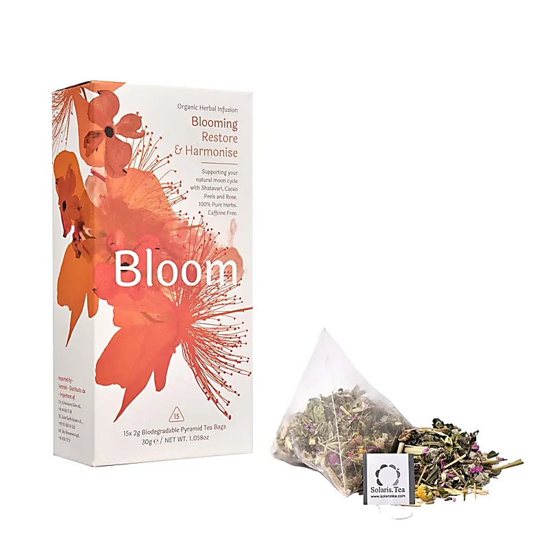 Infusion 'Bio' de chez 'Solaris', préparer à la main en Irlande, 4 parfums au choix, 15 sachets de 2 gr., boîte de 30 gr. Mélangé en utilisant la sagesse des traditions de phytothérapie occidentale, celtique et ayurvédique !