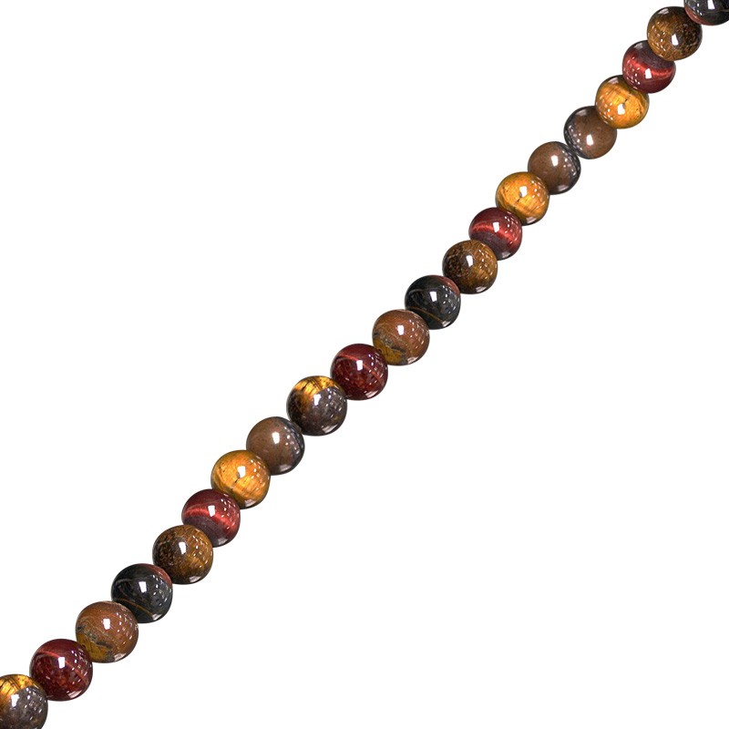 Mix 'd'oeil de tigre, oeil de taureau et oeil de faucon'. Perles rondes de 4, 6, 8 ou 10 mm. Vendu en fil de perle 38/39 cm, en bracelet de 17 à 21cm, en collier de 45 ou sautoir de 60cm. Qualité AA à AAA, parfait !