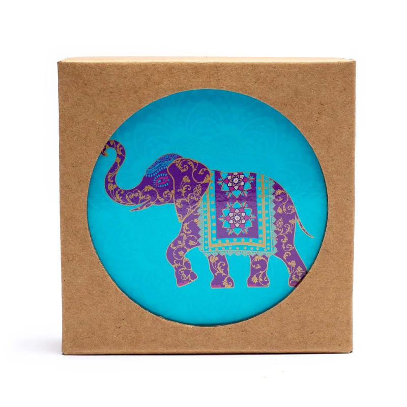 Sélection de dessous de verres, ensemble de 6 pièces avec de jolis motifs : Bouddha, éléphant, fleur de vie, mandala... 9 modèles aux choix, parfait !