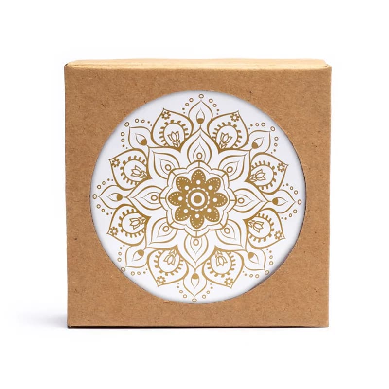 Sélection de dessous de verres, ensemble de 6 pièces avec de jolis motifs : Bouddha, éléphant, fleur de vie, mandala... 9 modèles aux choix, parfait !