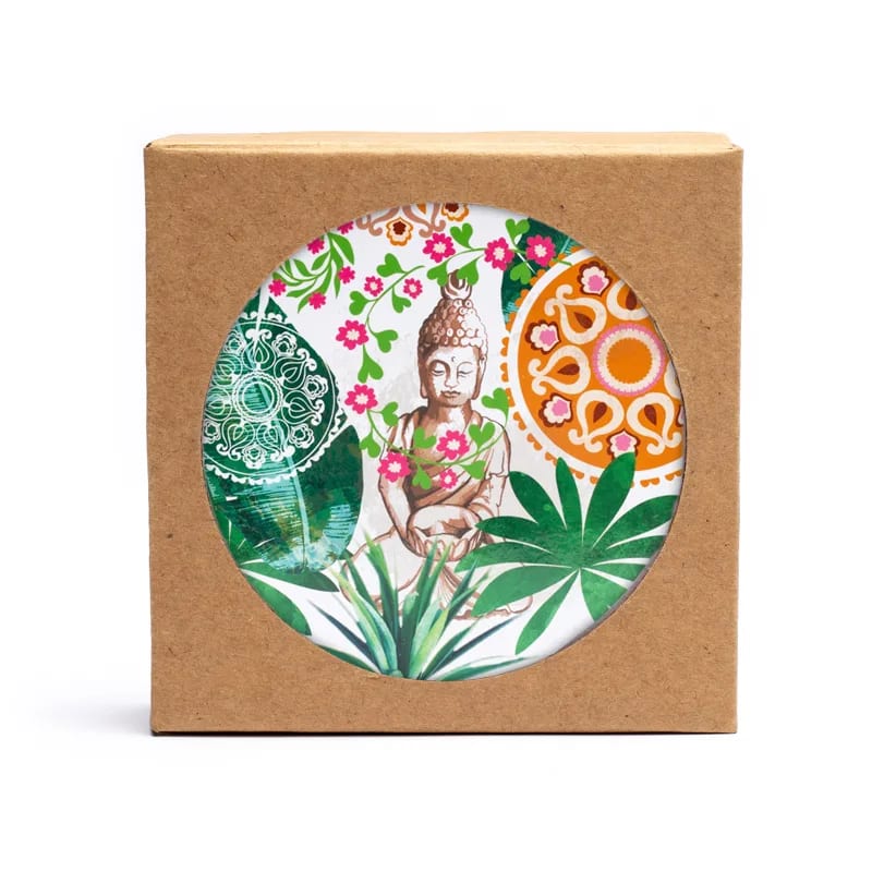 Sélection de dessous de verres, ensemble de 6 pièces avec de jolis motifs : Bouddha, éléphant, fleur de vie, mandala... 9 modèles aux choix, parfait !