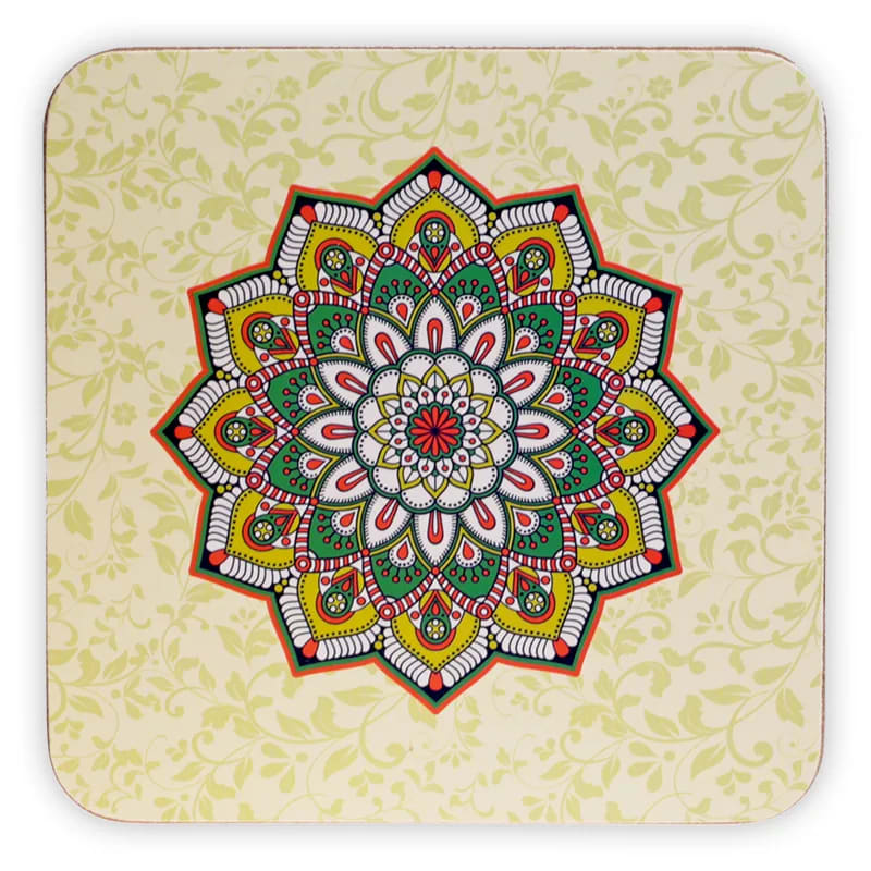 Sélection de dessous de verres, ensemble de 6 pièces avec de jolis motifs : Bouddha, éléphant, fleur de vie, mandala... 9 modèles aux choix, parfait !