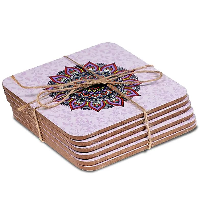 Sélection de dessous de verres, ensemble de 6 pièces avec de jolis motifs : Bouddha, éléphant, fleur de vie, mandala... 9 modèles aux choix, parfait !