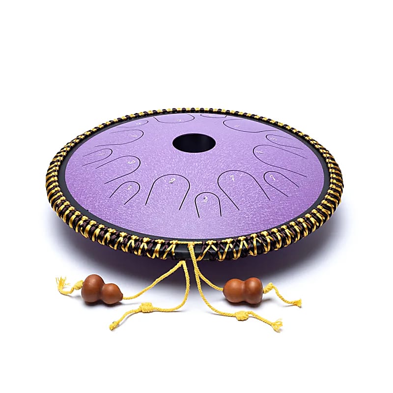 Handpan/ tambour percussion à 14 languettes/ 14 notes, 36 cm, fait en acier. 2 couleurs au choix : violet ou noir !