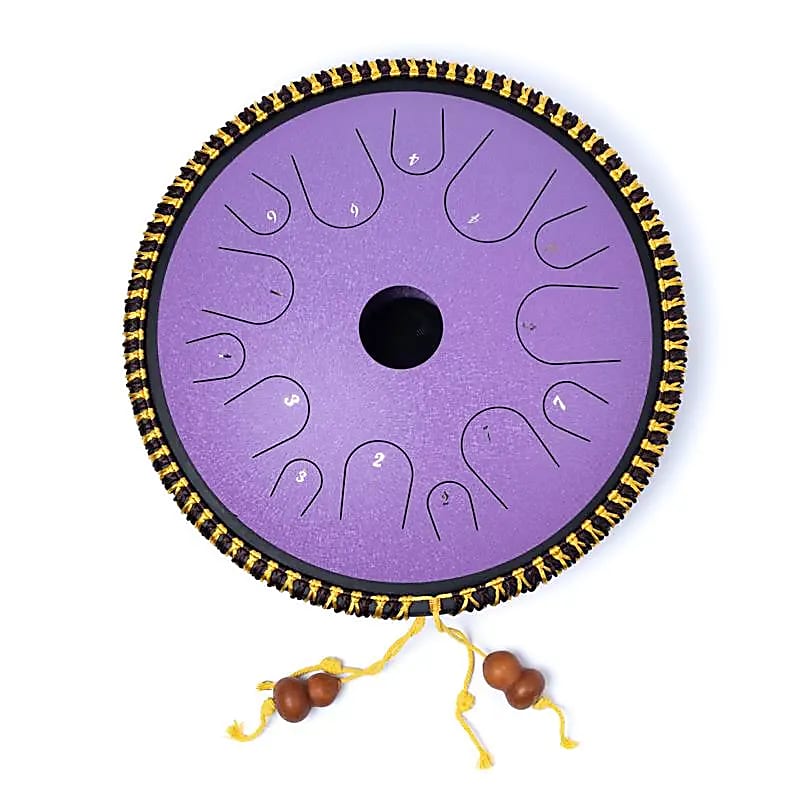 Handpan/ tambour percussion à 14 languettes/ 14 notes, 36 cm, fait en acier. 2 couleurs au choix : violet ou noir !