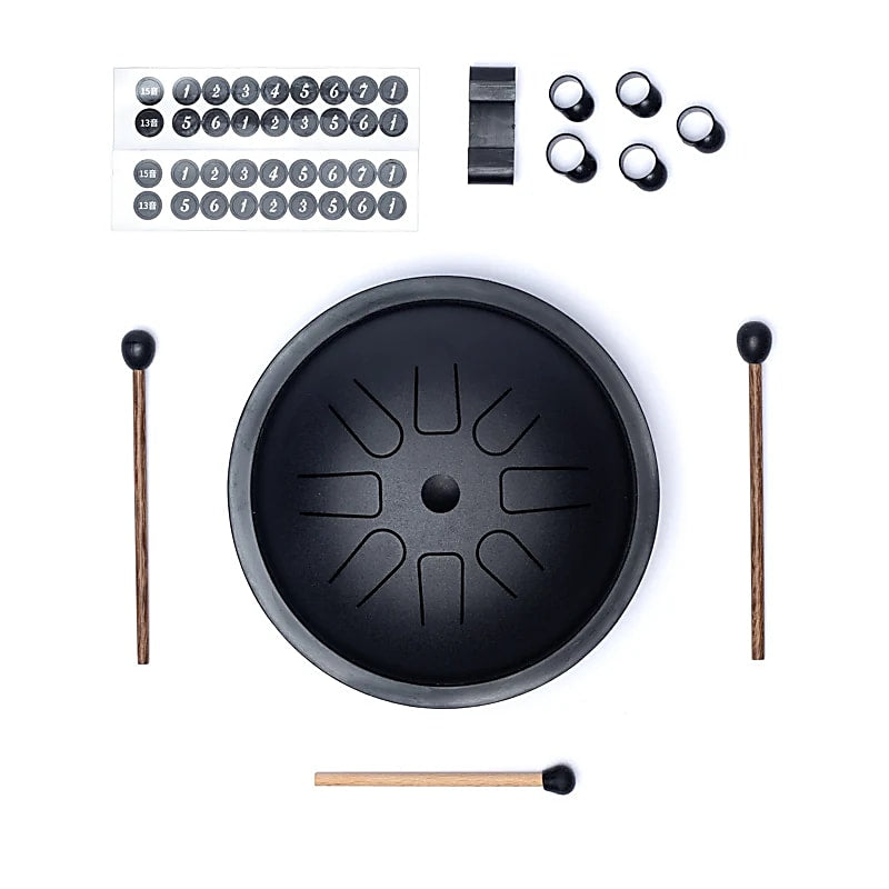 Handpan/ tambour percussion de voyage,
8 notes en D/ Ré majeure, 26 cm - 630 grammes. Fabriqué en acier de haute qualité !