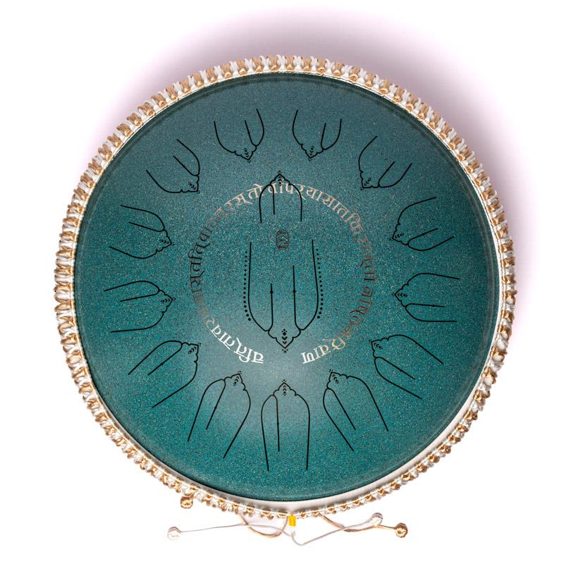 Handpan/ Tongue drum (tambour mélodique) avec prise pour câble d'amplification. 15 languettes/ 15 notes en DO majeur/ C major. 40 cm - 3 635 gr. Fabriqué en acier de haute qualité !
