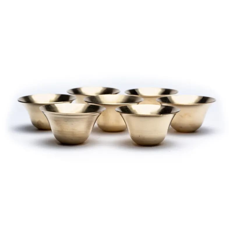 Brass Offering Bowls, Set of 7 Bowls! Size 5cm - 33gr. - Offering bowls are used for ingredients like incense, water, scented oil, etc.