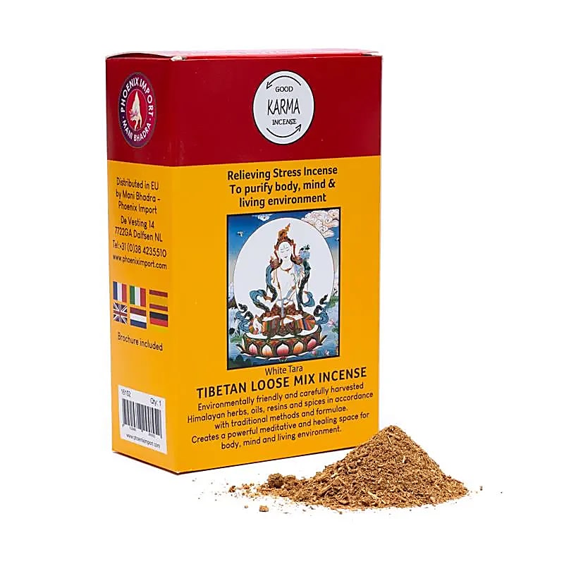 Original 'Gangchen' powder incense, 12 SCENTS TO CHOOSE FROM! 130 to 140 gram box, prepared by monks in the Himalayan region according to a traditional recipe. 100% natural ingredients!