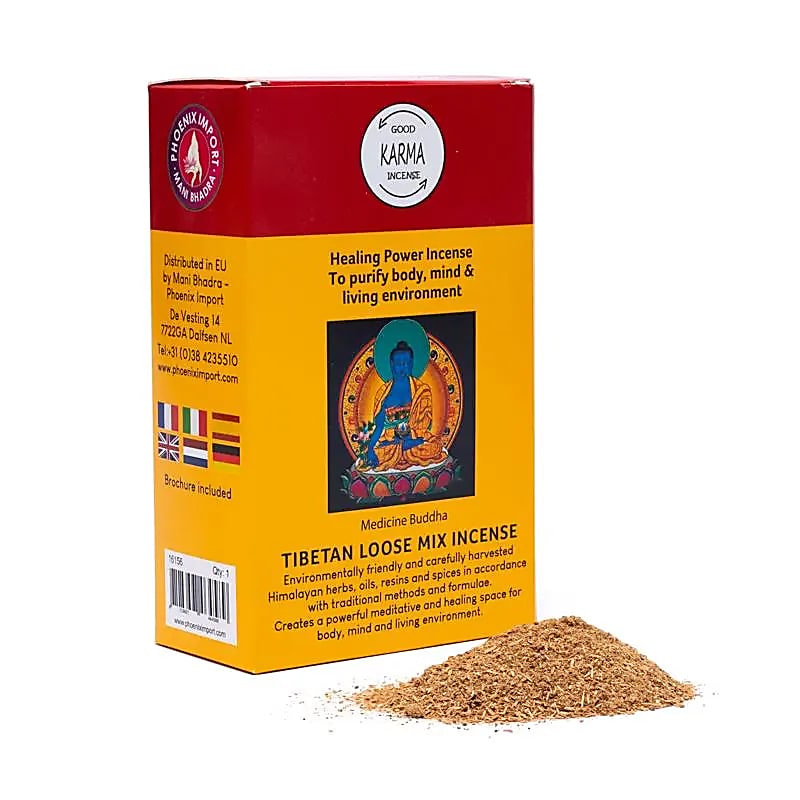 Original 'Gangchen' powder incense, 12 SCENTS TO CHOOSE FROM! 130 to 140 gram box, prepared by monks in the Himalayan region according to a traditional recipe. 100% natural ingredients!