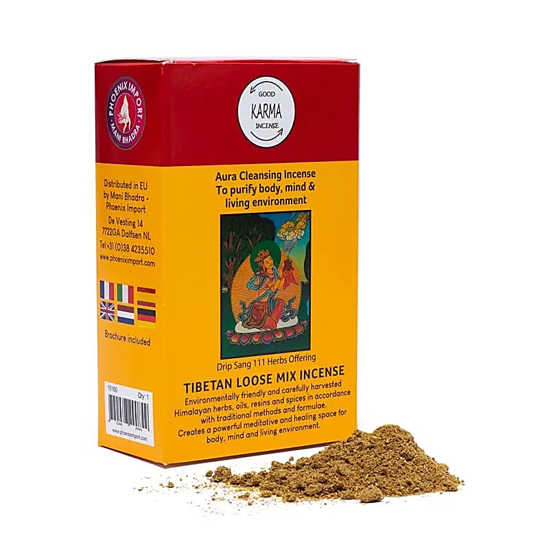 Original 'Gangchen' powder incense, 12 SCENTS TO CHOOSE FROM! 130 to 140 gram box, prepared by monks in the Himalayan region according to a traditional recipe. 100% natural ingredients!