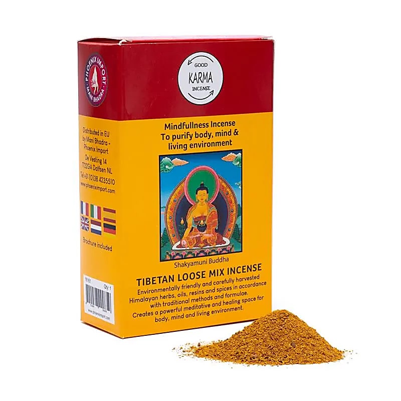Original 'Gangchen' powder incense, 12 SCENTS TO CHOOSE FROM! 130 to 140 gram box, prepared by monks in the Himalayan region according to a traditional recipe. 100% natural ingredients!