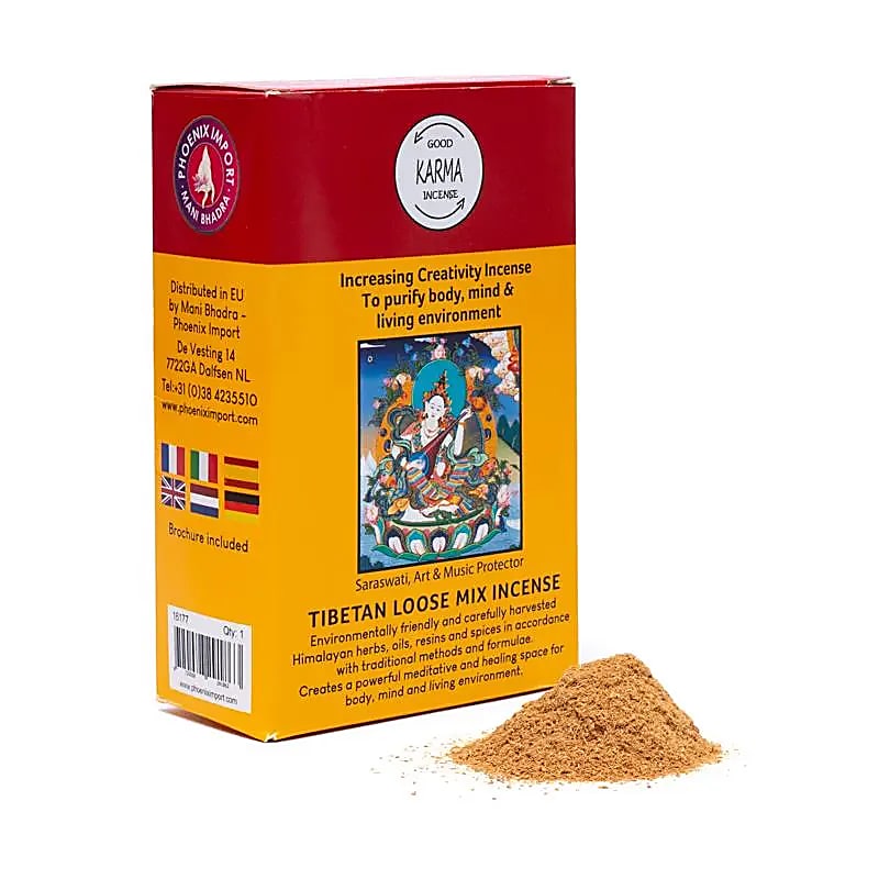 Original 'Gangchen' powder incense, 12 SCENTS TO CHOOSE FROM! 130 to 140 gram box, prepared by monks in the Himalayan region according to a traditional recipe. 100% natural ingredients!