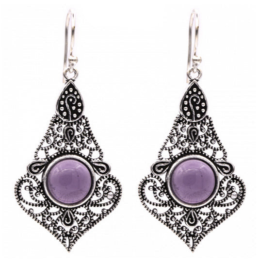 Boucles d'oreilles en Améthyste, qualité A à AA. Vendu en finition Argent, laiton ton Argent + options pour des choix de montures, parfait !