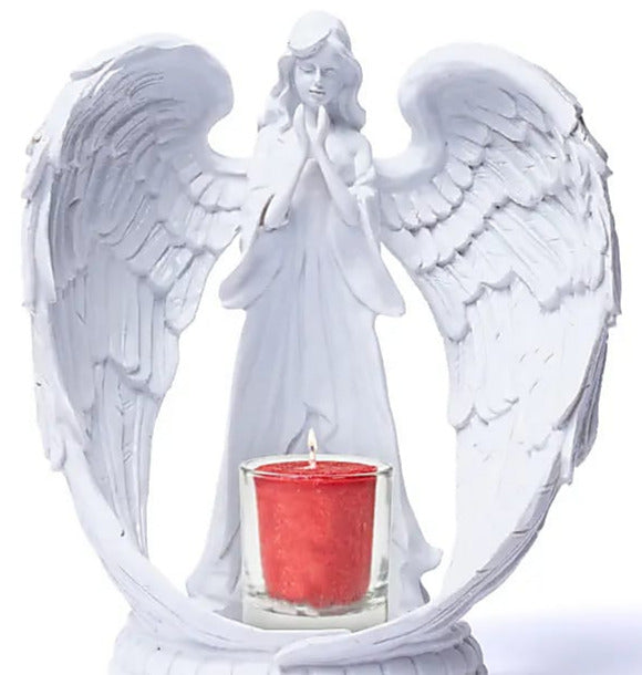XL Angel Candle Holder, 21.5x9x11.5 cm - 155 grams - Suitable for tea lights and candles up to 6cm! Made of polyresin