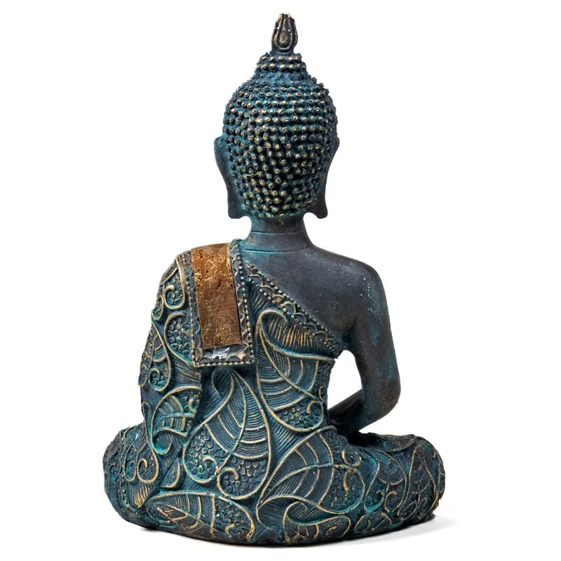 'Colorful and dressed' Buddha measuring 9 x 5 x 14 cm. Very fine details of the textile and cork (wood) dressing. Sacred Buddhist deity! Very good quality, perfect in a meditation room, altar, collection...!