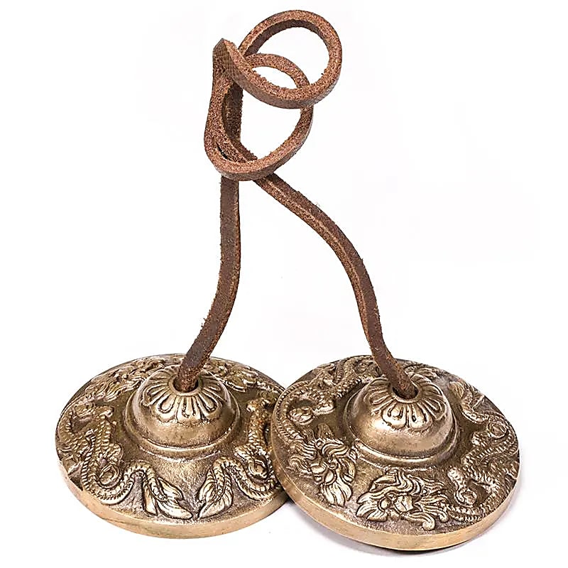 Tibetan Cymbal (Tingsha/ Ding-Sha's), with Dragon engraving, 3 sizes to choose from from 5.8 to 7.7 cm! Used as musical offerings in spiritual practices and meditation!