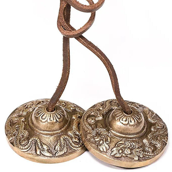 Tibetan Cymbal (Tingsha/ Ding-Sha's), with Dragon engraving, 3 sizes to choose from from 5.8 to 7.7 cm! Used as musical offerings in spiritual practices and meditation!