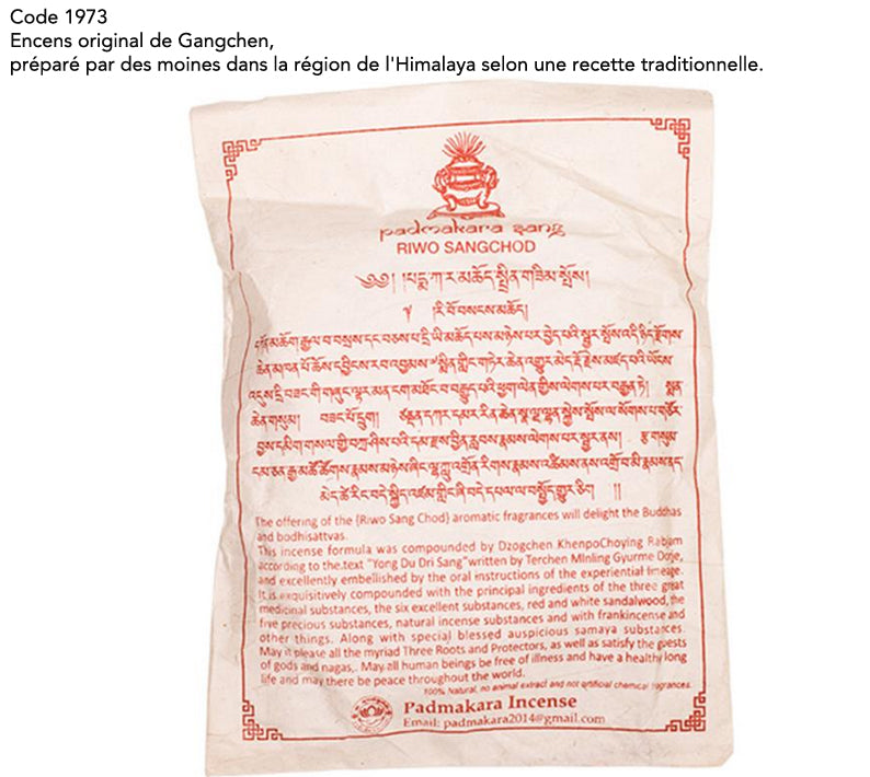 Original incense from 'Gangchen', powder*, 40 gram bag, prepared by monks in the Himalayan region according to a traditional recipe. 100% natural ingredients!!
