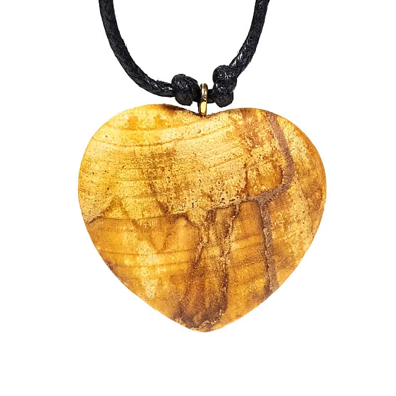 Palo Santo, pendentif en forme de coeur de 3,5 centimètres sur cordon ciré, taille ajustable (Longueur min / max 38 -70cm). Bois de source responsable. Fabriqué à la main, dans le souci du bien-être des artisans et de la nature.