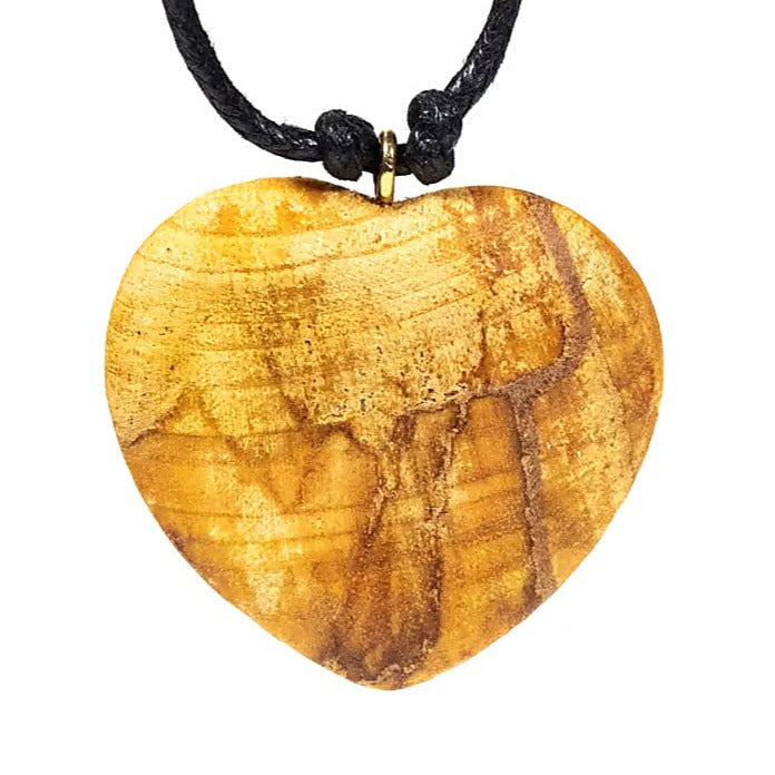Palo Santo, pendentif en forme de coeur de 3,5 centimètres sur cordon ciré, taille ajustable (Longueur min / max 38 -70cm). Bois de source responsable. Fabriqué à la main, dans le souci du bien-être des artisans et de la nature.
