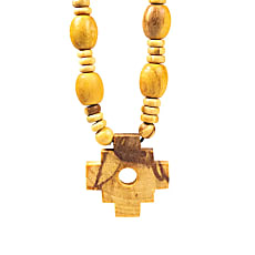 Palo Santo, collier de 56 cm avec la croix Inca Chakana de 'type Chamane'. De source responsable, fabriqué à la main, dans le souci du bien-être des artisans et de la nature.