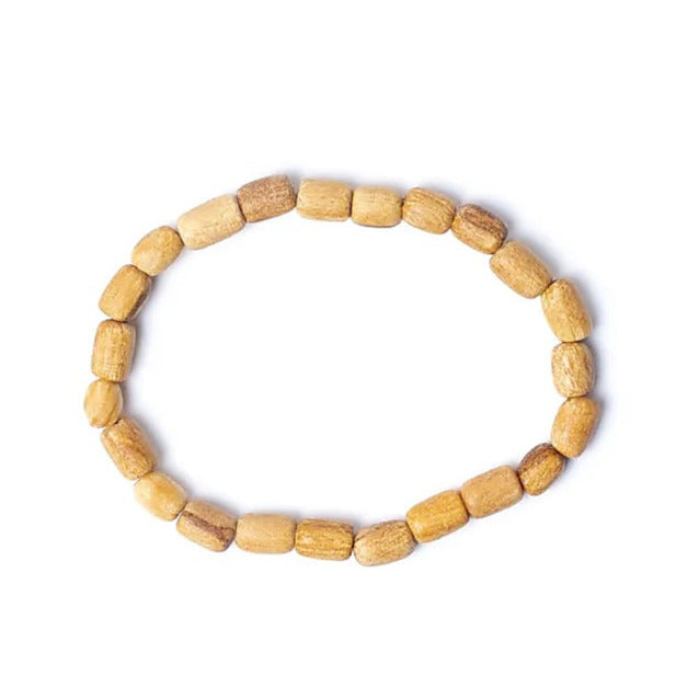 Palo santo (bois), perles de 6 x 8 mm, en bracelet de 17 à 21cm ou collier de 24cm. Finition naturelle et odorante car le palo santo est un encens puissant !