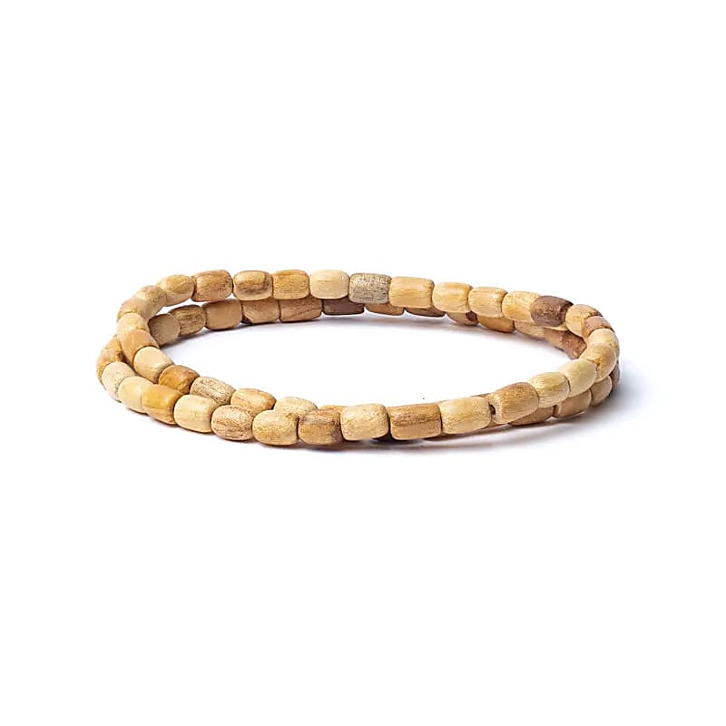 Palo santo (bois), perles de 6 x 8 mm, en bracelet de 17 à 21cm ou collier de 24cm. Finition naturelle et odorante car le palo santo est un encens puissant !