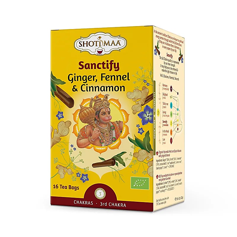 Organic infusion and tea from 'Shoti Maa', Ayurvedic tea with spices. 7 flavors to choose from, 32 grams / 16 tea bags per box. Proven quality!