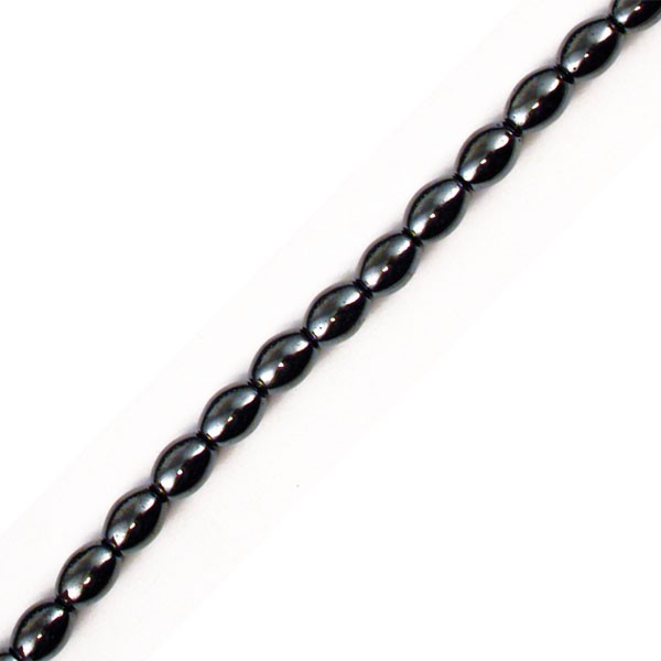 Hématite, collier de perles en forme 'd'olive' de 4 x 6 ou 6x9 millimètres. 42 centimètres de longueur. 3 finitions au choix pour le système de fermeture (Argent, plaqué or, argenté). Une pierre naturelle à l'effet métal, superbe !