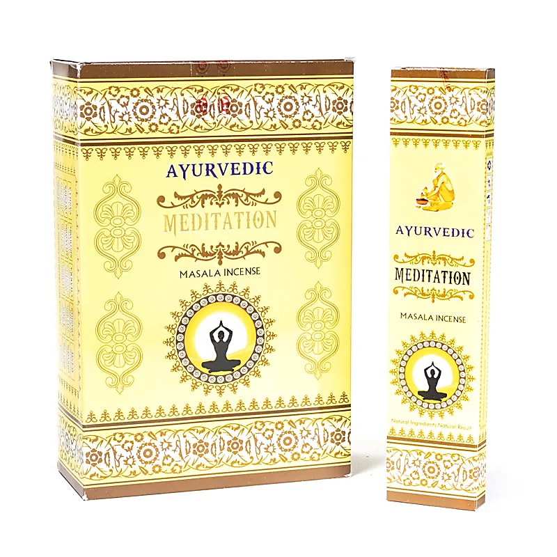 Ayurvedic incense from 'Masala Incense', 12 fragrances to choose from. 100% natural, hand-rolled without toxic materials. The box contains 12 packs of 15 incense sticks per pack. Burn time: ± 60 minutes per stick. Sold individually or in packs of 12!