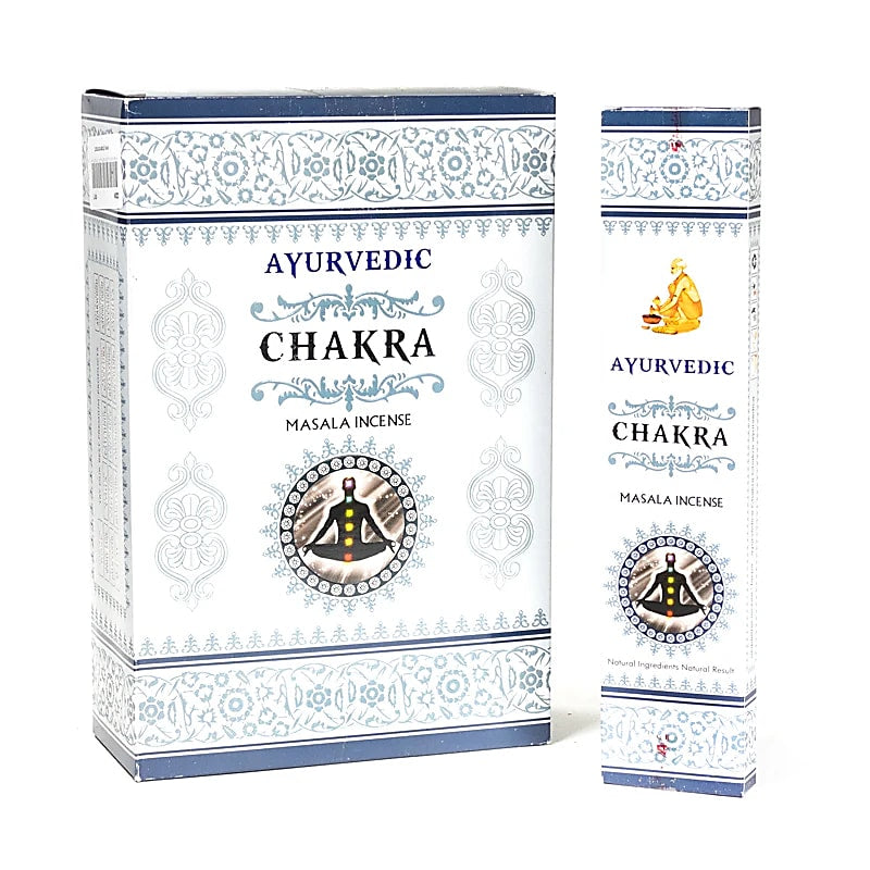 Ayurvedic incense from 'Masala Incense', 12 fragrances to choose from. 100% natural, hand-rolled without toxic materials. The box contains 12 packs of 15 incense sticks per pack. Burn time: ± 60 minutes per stick. Sold individually or in packs of 12!