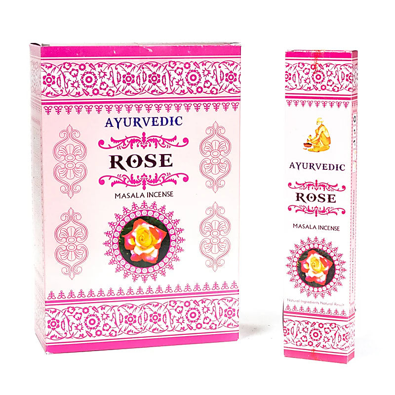 Ayurvedic incense from 'Masala Incense', 12 fragrances to choose from. 100% natural, hand-rolled without toxic materials. The box contains 12 packs of 15 incense sticks per pack. Burn time: ± 60 minutes per stick. Sold individually or in packs of 12!