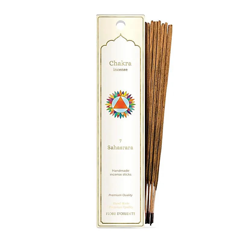 Incense from 'Fiore d'Oriente', '7 Chakras' series, pack of approximately 20 sticks. Burn time: ± 60 to 70 minutes per stick! Very good quality!