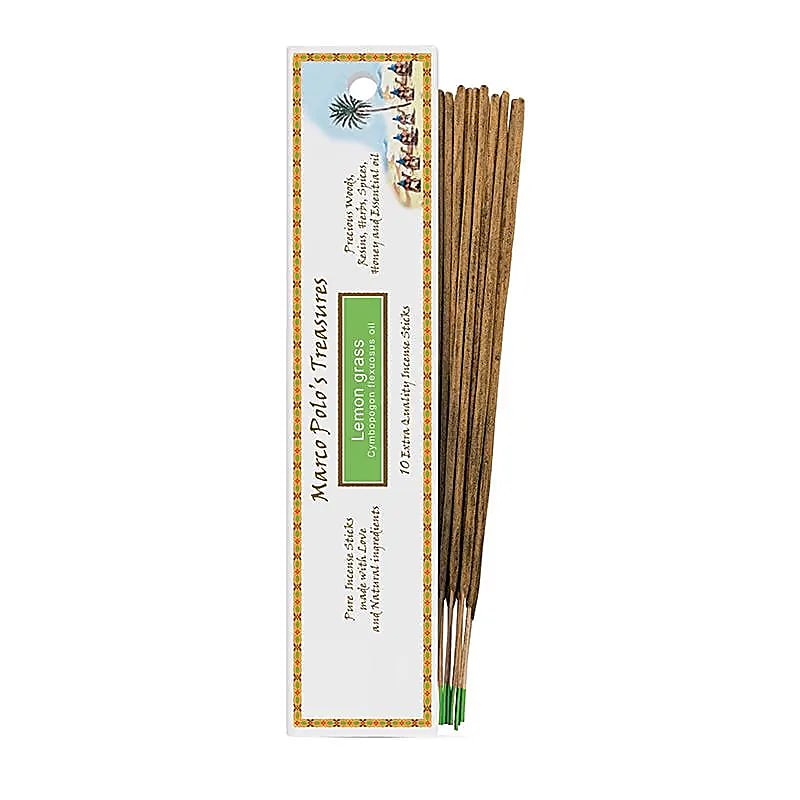'Marco Polo's Treasures' Incense by 'Fiore d'Oriente' 100% natural, 18 fragrances to choose from! 10 sticks of 23 cm per box. Burn time 60 to 80 minutes. A centuries-old experience, perfect quality!