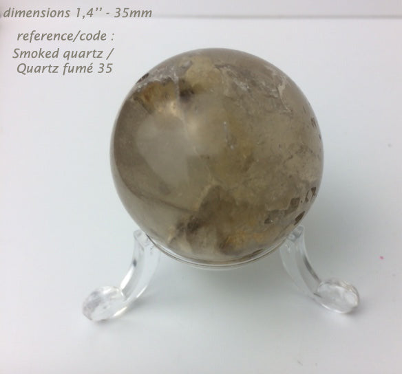 Sélection de sphères en Quartz fumé, au choix : de 3 à 6,5 centimètres. Parfait pour la lithothérapie, collection, exposition...!