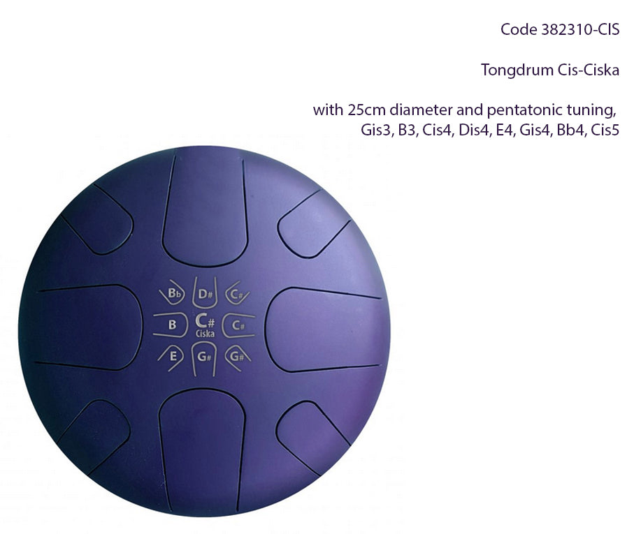 Tongdrum/Handpan, 25cm de diamètre x 13 centimètres de hauteur - 2,40 kilogrammes 5 modèles au choix ! vendu avec une housse et 2 baguettes, parfait ! Extra plat, léger, parfait pour voyager et transporter !