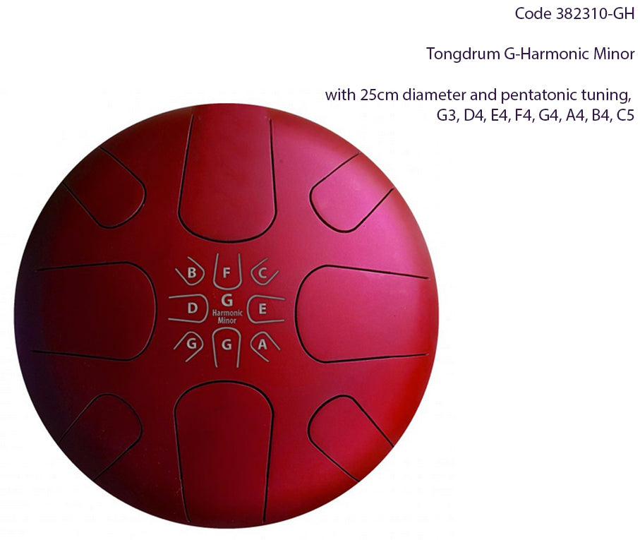 Tongdrum/Handpan, 25cm de diamètre x 13 centimètres de hauteur - 2,40 kilogrammes 5 modèles au choix ! vendu avec une housse et 2 baguettes, parfait ! Extra plat, léger, parfait pour voyager et transporter !