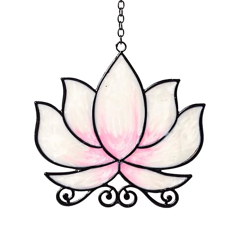 Suspension décorative pour fenêtre en forme de lotus, couleur blanche, 24 x 12 cm - 40 gr. / Superbes effets quand la lumière traverse le verre !