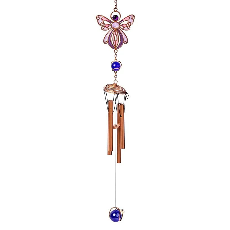 Carillon décoratif 'Ange' en verre avec des tubes métalliques suspendus ! 50 centimètres de long x 6 - 90 grammes. Très beau design, parfait !