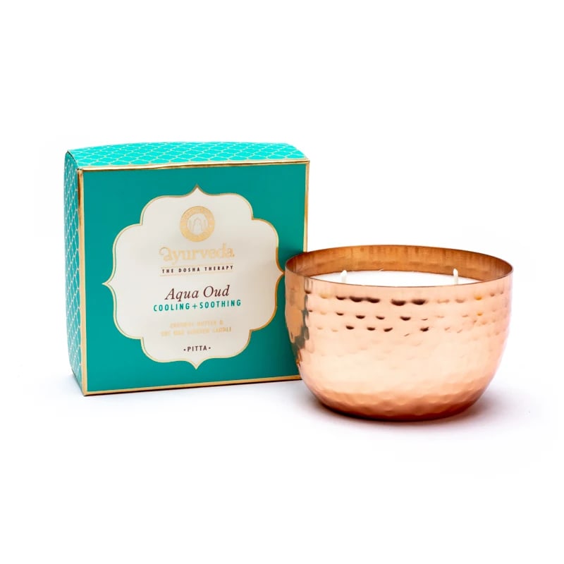 Bougie parfumée Ayurvédique, 6x9 cm - 20H de combustion. Kapha Sauge et menthe - nettoyant et rechargeant Beurre de coco et cire de soja Moins de fumée et de suie grâce à la mèche en coton Aux huiles essentielles naturelles
