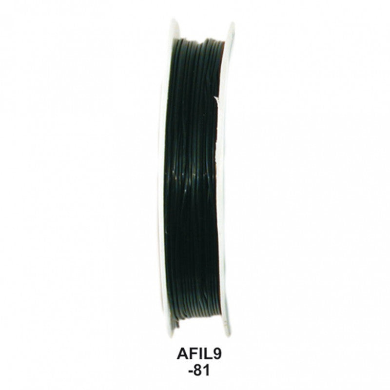 Sélection de fils divers 'spécial bijouterie' : Fil élastique transparent 8mm ou 10mm, ou couleurs 8mm. Bobine de fil en cordon de coton ciré noir de 15mm (bobine de 7 ou 450m.) !