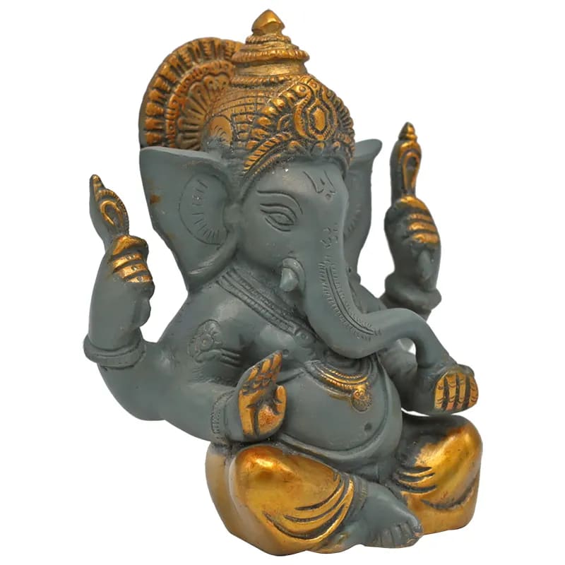 Sélection de Ganesh en métal (laiton), de 5 à 20 centimètres de haut. 2 Modèles avec de vraies pierres sertis. Parfait dans une salle de Méditation, Autel, Collection, Exposition...!