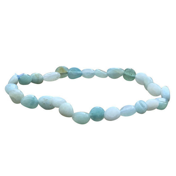 Amazonite, 17-21cm bracelet, 42cm necklace and 60cm sautoir. Naturally shaped 'Seed' beads mounted on high-strength wire!