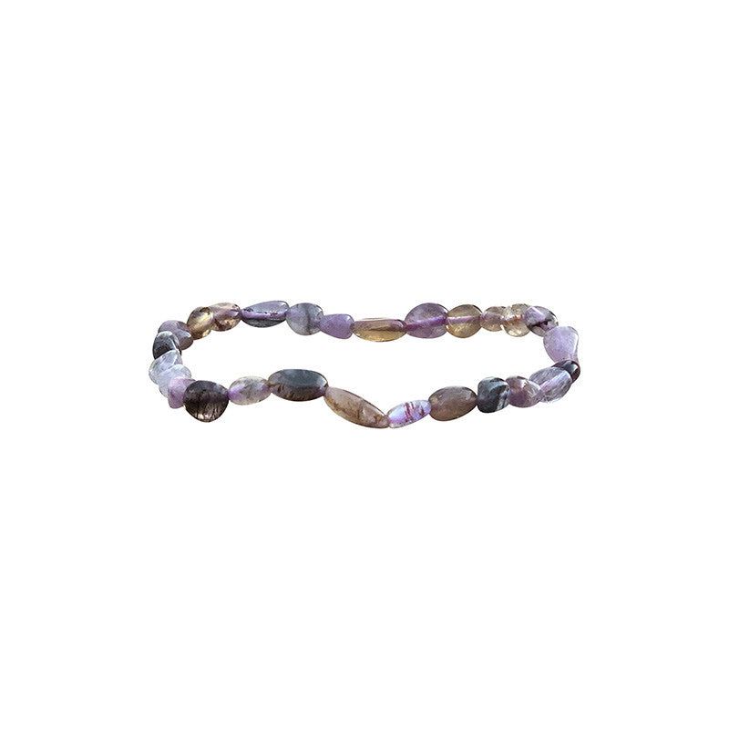 Améthyste 'Auralite 23', bracelet de 17 à 21cm, collier de 42cm et sautoir de 60cm. Perles de type 'Graine' de formes naturelles montées sur fil de haute résistance !