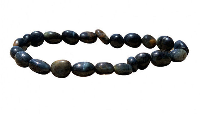 Oeil de faucon, bracelet de 17 à 21cm, collier de 42cm et sautoir de 60cm. Perles de type 'Graine' de formes naturelles montées sur fil de haute résistance !